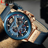 30M Waterproof Chronograph Watch with Leather Strap