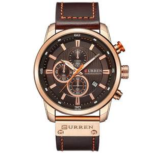 Deluxe Chronograph Watch with Leather Strap