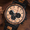Wood and Stainless Steel Chronograph Watch