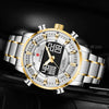 Men Military Gold Sport Wrist Watch with Dual Display